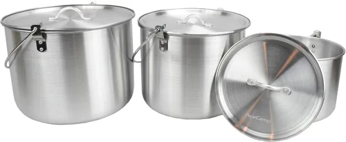 Miniatura 5 de AceCamp Juego de ollas de cocina ligeras de aluminio anidadas con tapa y mango plegable - 4L, 8L, 12L