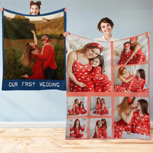Miniatura 13 de M YESCUSTOM Manta personalizada con imagen y texto, manta personalizada de collage de fotos, mantas de vellón personalizadas para regalo de 1 imagen