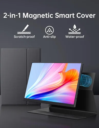 Miniatura 6 de Monitor portátil pequeño 10.5" 400 Nits 15:10 FHD 1280P IPS, monitor mini ultradelgado con cubierta inteligente y altavoz, monitor