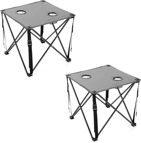 Miniatura 10 de ARROWHEAD OUTDOOR Mesa plegable portátil de 26 pulgadas (26.0 in), 2 portavasos, cuadrado, funda de transporte, marco de acero, lona 600D de alto