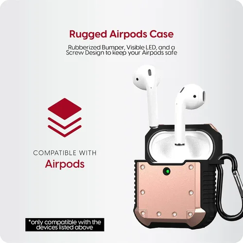 Miniatura 2 de TALK WORKS Funda para AirPods con llavero – Funda protectora resistente para AirPods, funda de llavero con clip, mosquetón de carga inalámbrica, Rosa