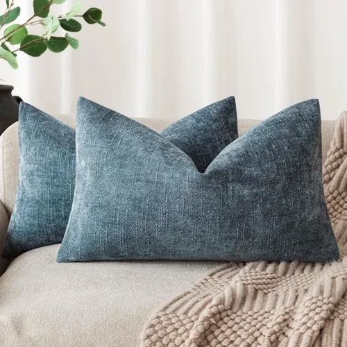 Miniatura 62 de Foindtower - Paquete de 2 fundas de almohada decorativas, cuadradas, cómodas, unicolor, suaves, lumbares, estilo rústico neutro, para sofá, sillón