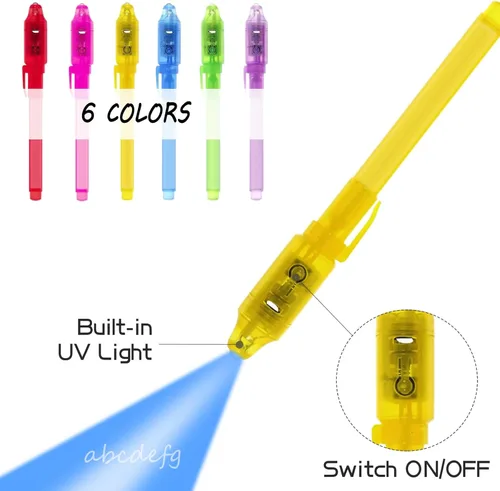 EODVICS Bolígrafo de tinta invisible, bolígrafo de tinta invisible espía mejorado con marcador mágico de luz UV para mensajes secretos y bolsas de