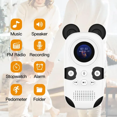 Miniatura 7 de RUIZU Reproductor MP3 de 64GB para Niños, Reproductor de Música Portátil Lindo Panda MP3, Reproductor MP3 para Niños con Bluetooth 5.3, Altavoz