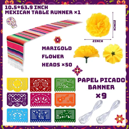 Miniatura 2 de Funtery 50 cabezas de flores de caléndula a granel, decoración del día de los muertos, decoración de altar de ofendas, día de muertos, 9 piezas