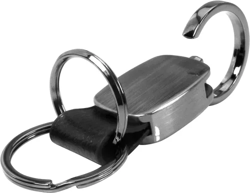 Miniatura 3 de Au-TOMOTIVE GOLD Llavero de metal con acento de cuero genuino para Honda Civic (Gunmetal), plomizo