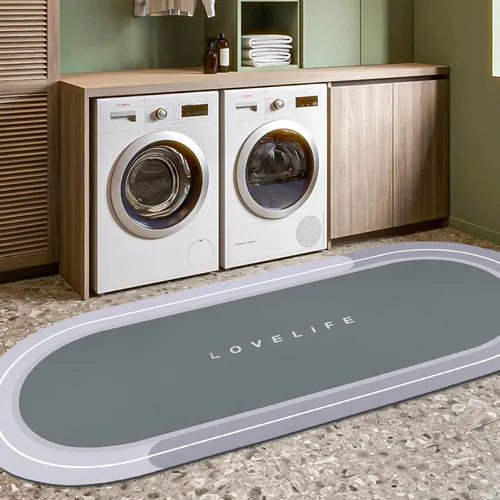 Miniatura 18 de Tapetes de baño de goma de secado rápido, antideslizantes, súper absorbentes, de secado instantáneo, alfombra de baño frente al fregadero de la Beige