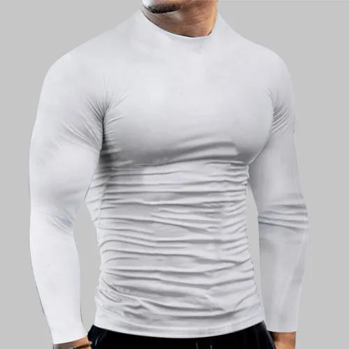 Miniatura 75 de Camisas de compresión atléticas de manga larga para hombre, capa base, camisa de entrenamiento atlético, camisas de compresión, camisetas deportivas