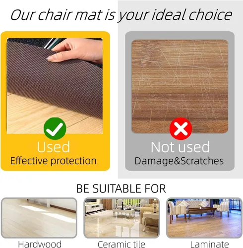 Miniatura 4 de Tapete grande para silla de escritorio de oficina de 63 x 51 pulgadas, protector de suelo antideslizante para suelos duros, madera dura, azulejos