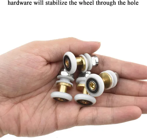 Miniatura 5 de Hahiyo Ruedas para puerta de ducha de latón de 0.787 in de diámetro con tornillos de acero inoxidable, rodillos de nailon duradero, rodamientos