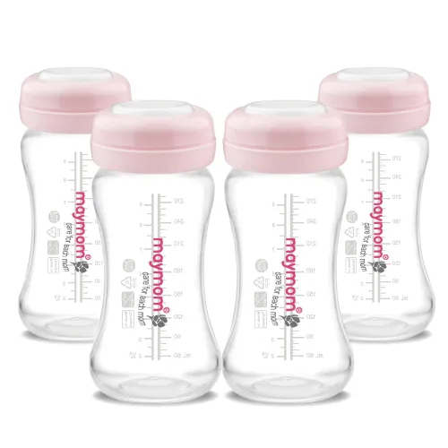 Miniatura 15 de Maymom Botella de recolección de leche de boca ancha con tapa de cúpula, parte superior de botella, disco SureSeal; compatible con botellas Spectra