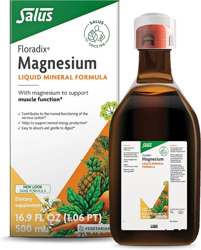 Floradix Magnesio - Suplemento líquido de hierbas y minerales que apoya el sistema nervioso saludable y la función muscular normal, fórmula líquida