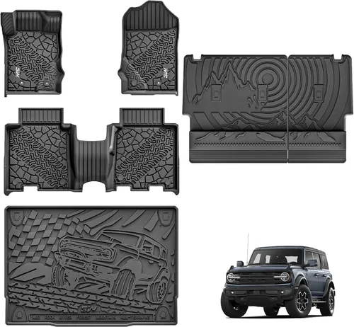 Miniatura 31 de Alfombrillas 3W y forro de carga para Ford Bronco 2 puertas 2021 2022 2023 2024 2025 Todo clima TPE Accesorios para auto a medida Alfombrillas