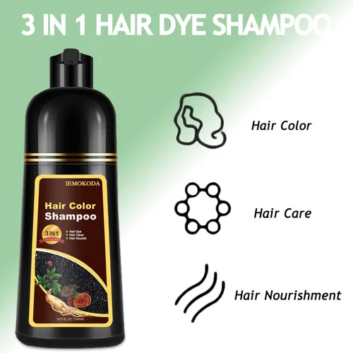 Miniatura 2 de Champú de tinte para el cabello 3 en 1, tinte natural marrón cereza para hombres y mujeres, champú de tinte de larga duración para cabello teñido