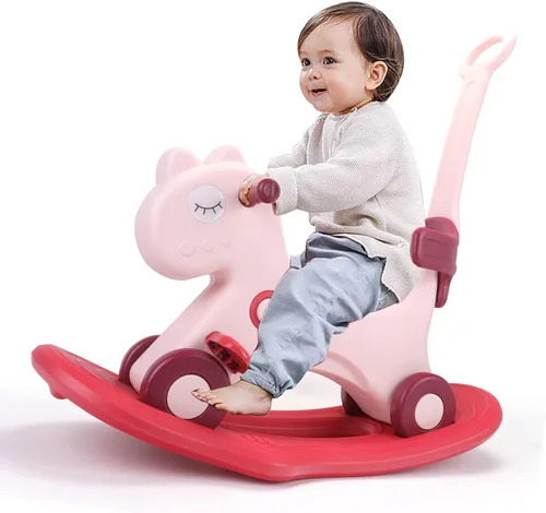 Miniatura 7 de Caballo mecedor 4 en 1 para niños pequeños de 1 a 3 años, juguete mecedor para bebé, divertido regalo de cumpleaños para niños de 1+ años, juguete