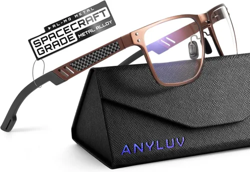 ANYLUV Blue Light Blocking Glasses Men Computer Gaming Glasses Lightweight Al-Mg Metal Anti Eyestrain Eye Protection