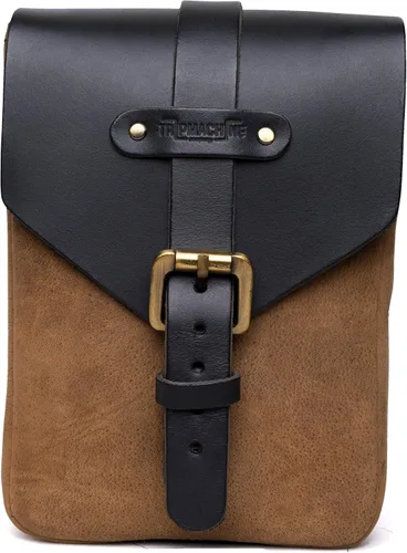 Miniatura 14 de Bolsa de tanque magnética de cuero genuino para motocicleta de Trip Machine Company con montaje en asiento trasero y cola, con correa para el hombro