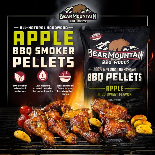 Miniatura 2 de Bear Mountain - Pellets de madera natural para ahumador, parrilla y barbacoa, 20 libras, manzana