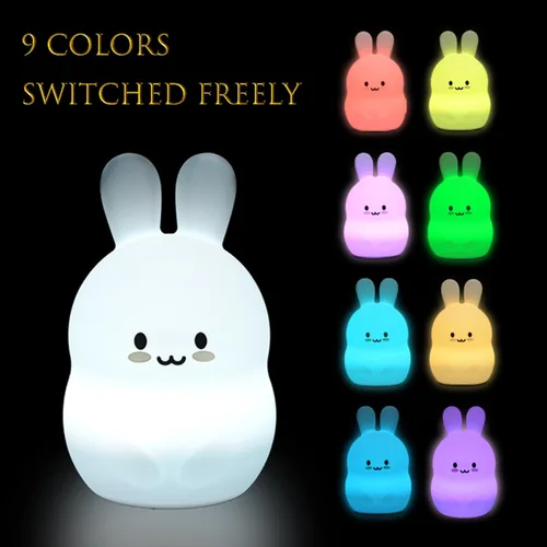 Miniatura 5 de Luces nocturnas de conejo de gran tamaño, lámpara de noche para dormitorio, resistente a la rotura, cuidado de los ojos, brillo ajustable, ajuste