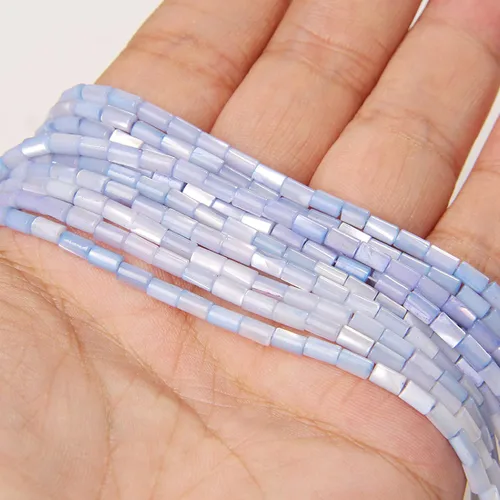 Miniatura 41 de Los granos naturales del espaciador del tubo del grano de Shell de agua dulce teñidos madre de perlas flojas para la fabricación de la joyería, 1
