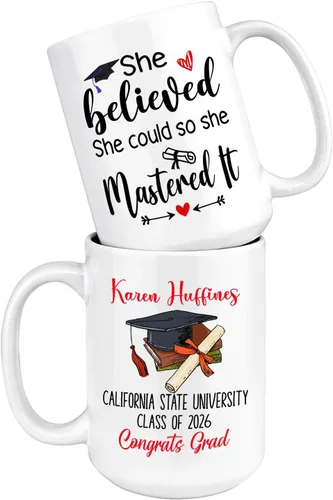 Miniatura 15 de Taza de viaje de graduación personalizada, Trust Me I Have A Master's Degree Destiny - Taza de café blanca, taza de café de graduación de 11 onzas