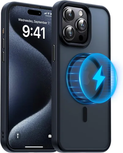 Miniatura 22 de Meifigno Magic Mag Series - Funda diseñada para iPhone 15 Pro, protección de grado militar y compatible con MagSafe, parte trasera mate translúcida