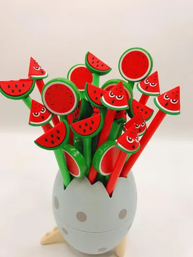Miniatura 7 de 30 bolígrafos de tinta de gel de sandía y limón, 0.020 in, tinta negra, divertidos bolígrafos Kawaii de escritura de frutas para horarios