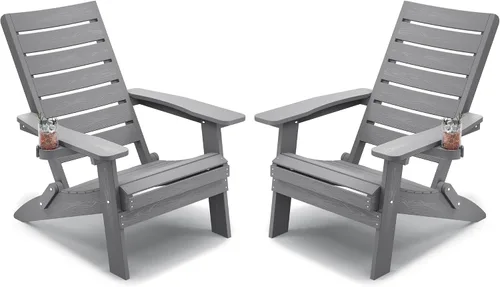 Miniatura 17 de YEFU Sillas Adirondack plegables para exteriores: silla de gran tamaño para hoguera resistente con respaldo de arco cómodo y soporte para tazas