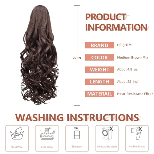 Miniatura 313 de Extensiones de cola de caballo de cabello rubio, extensiones de cola de caballo para mujer, pinza de extensiones de cabello rizado de 12 pulgadas