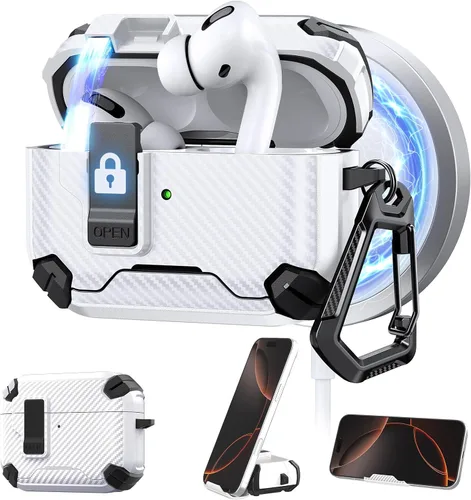Miniatura 12 de Maxjoy Funda protectora para AirPods 4 2024, funda protectora para AirPods de 4ª generación con bloqueo automático, compatible con MagSafe, Verde