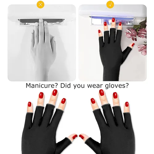 Miniatura 5 de Pimoys Guantes UV para manicura de gel UPF50+ Guantes de protección solar sin dedos para lámpara de uñas de gel, guantes de conducción para mujeres