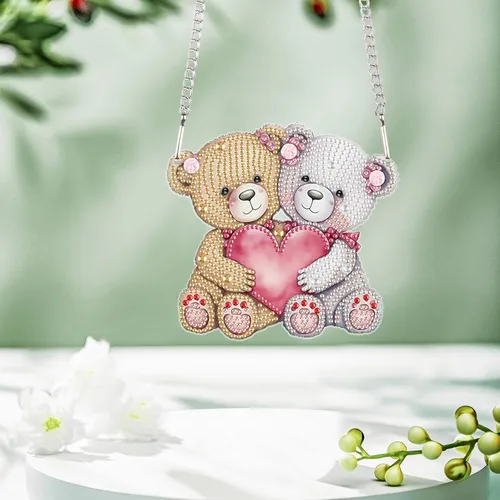Miniatura 10 de Tontut Decoraciones colgantes Kits de pintura de diamantes, colgante de ventana DIY mariposa flor pintura de diamante, forma especial diamantes arte