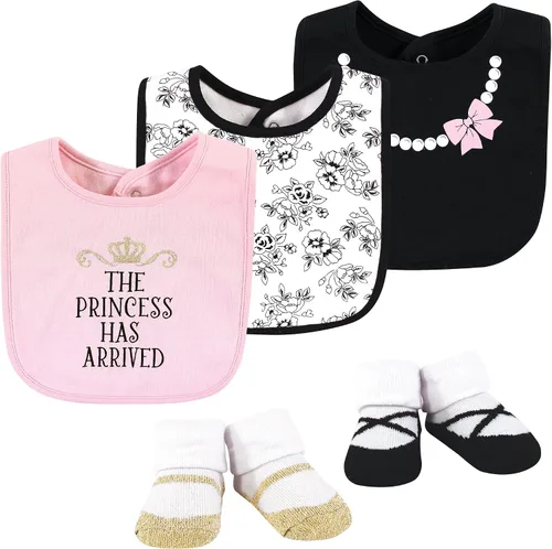 Miniatura 284 de Hudson Baby Conjunto de babero y calcetines unisex de algodón para bebé