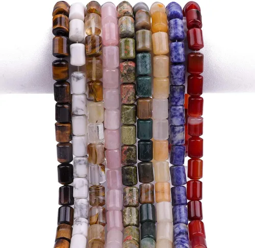Miniatura 6 de BEADIA Cuentas sueltas de piedra de jade amarillo natural cilíndricas semipreciosas para hacer joyas 10mmx14mm 38cm