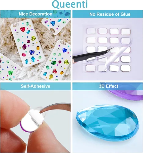 Miniatura 4 de 2102 piezas de calcomanías de gemas, gemas autoadhesivas para manualidades, diamantes de imitación para manualidades, calcomanías de diamantes