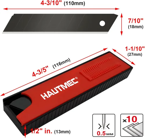 Miniatura 2 de HAUTMEC SK2H - 10 cuchillas ultra afiladas de 0.71 pulgadas (0.709 in), cuchillas de repuesto retráctiles negras para cuchillo, SK2H resistente