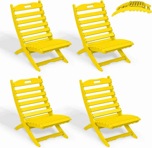 Miniatura 19 de GREENVINES Silla plegable Xavier Wave Sillas Adirondack portátiles Plástico HDPE Silla para fogata para todo tipo de clima Negro