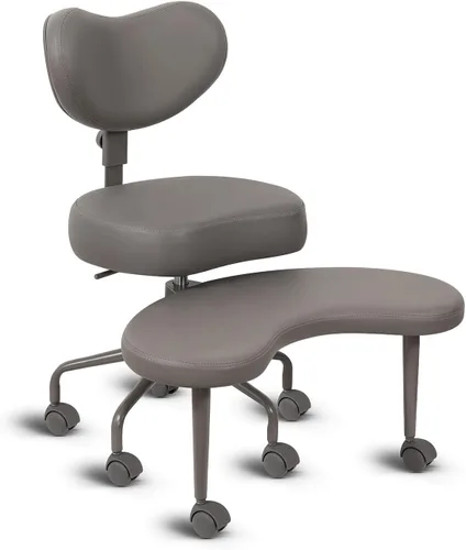 Miniatura 17 de Silla de escritorio extragrande, para sentarse con piernas cruzadas, con cojín de respaldo y reposabrazos ajustables, fabricada en tela, con ruedas
