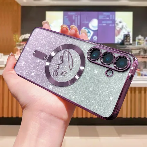 Miniatura 179 de ZONRW - Funda para Samsung Galaxy S22 Ultra magnética, para mujeres y niñas, cubierta trasera suave, lujosa, con corazón de amor, bling, degradado
