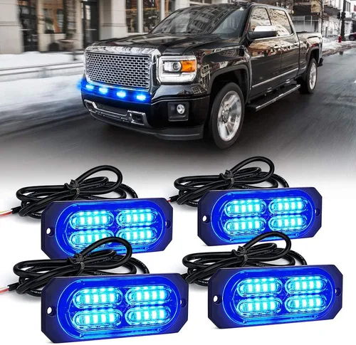 Miniatura 8 de Xprite Kit de luces estroboscópicas de emergencia con 20 luces LED de montaje empotrado en superficie de color ámbar, ultradelgado, salpicadero