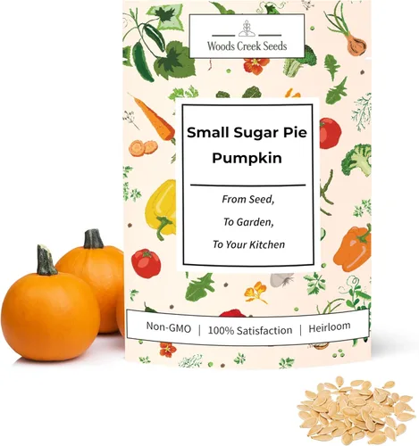 Woods Creek Seeds: Semillas de calabaza pequeñas de tarta de azúcar para plantar, más de 40 semillas de calabaza tradicionales sin OMG para plantar,