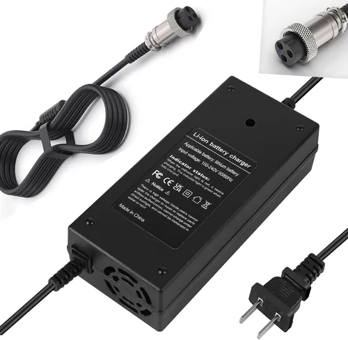 Cargador de scooter de 3 clavijas de 54.6V 2A (120W) para Evercross H5/Vsett 8, 8+, 9+(no para 9)/ JOYOR S5, G5, Y7-S/para KAABO Mantis 8, 8