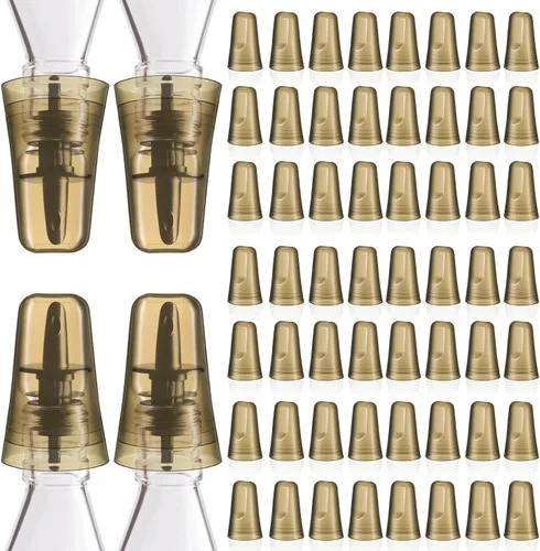 Miniatura 18 de Chengu 100 fundas para botellas de licor, tapas de boquilla para botellas, dispensador universal de vertido, tapas de boquilla de goma de silicona