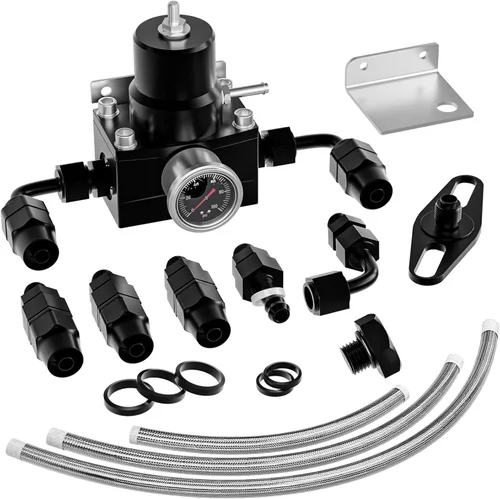 Kit regulador de presión de combustible EFI con retorno de derivación 0-100 psi, medidor de presión AN6-6AN, conectores de manguera de línea de