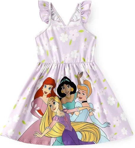 Miniatura 17 de Disney Vestido de princesa Minnie Mouse Frozen Elsa para niñas, con volantes, sin mangas, entrecruzado, ropa de verano para bebé a niño pequeño