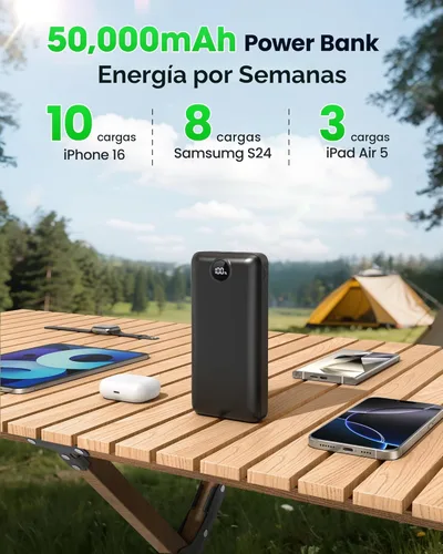 Miniatura 2 de Cargador portátil Banco de energía 50000mAh 22.5W Carga rápida USB C Batería externa Cargador de teléfono con pantalla digital 3 salidas y 2