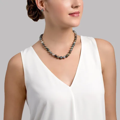 Miniatura 3 de 14K oro 810mm Tahitian sur Mar Multicolor Collar de perlas cultivadas