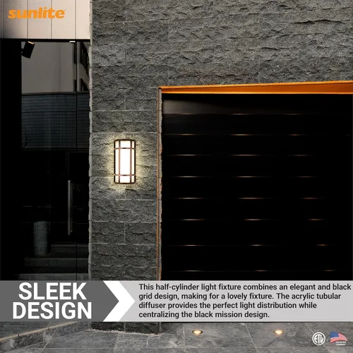 Miniatura 5 de Sunlite 81434 - Lámpara LED estilo misión de 12 pulgadas, aplique de pared de medio cilindro, seleccionable 3 CCT 3000K-5000K, 15 vatios, 800