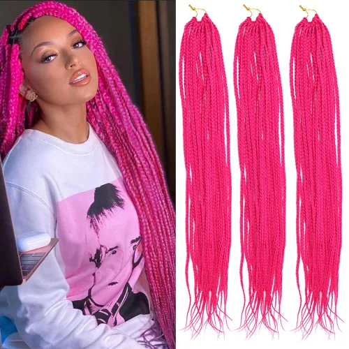 Miniatura 37 de Extensiones de cabello trenzado tipo box de 24 pulgadas, hechas a mano, para mujeres y niñas, extensiones de cabello trenzado, 24#, 3 paquetes, 22