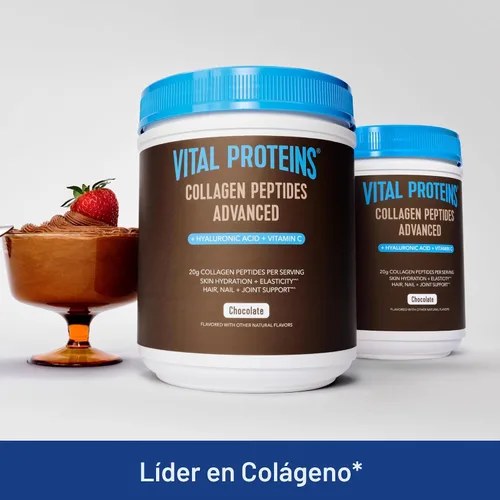 Miniatura 2 de Vital Proteins Péptidos de colágeno avanzados, péptidos hidrolizados con ácido hialurónico y vitamina C - Polvo sabor chocolate, 24.7 onzas